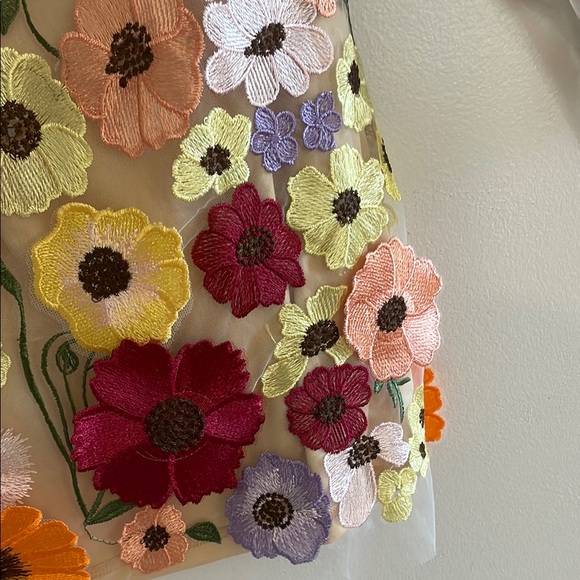 Taylor Swift Grammy Inspired Appliqué Floral Sheer Dress With Open Back Large - Picture 9 of 16